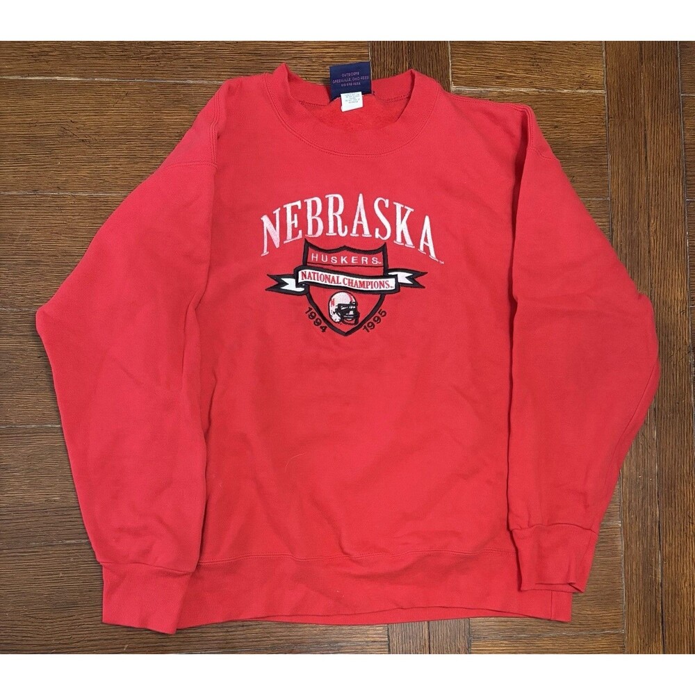 Vintage Nebraska Cornhuskers Made In USA Mens Size L Red Crewneck Sweater